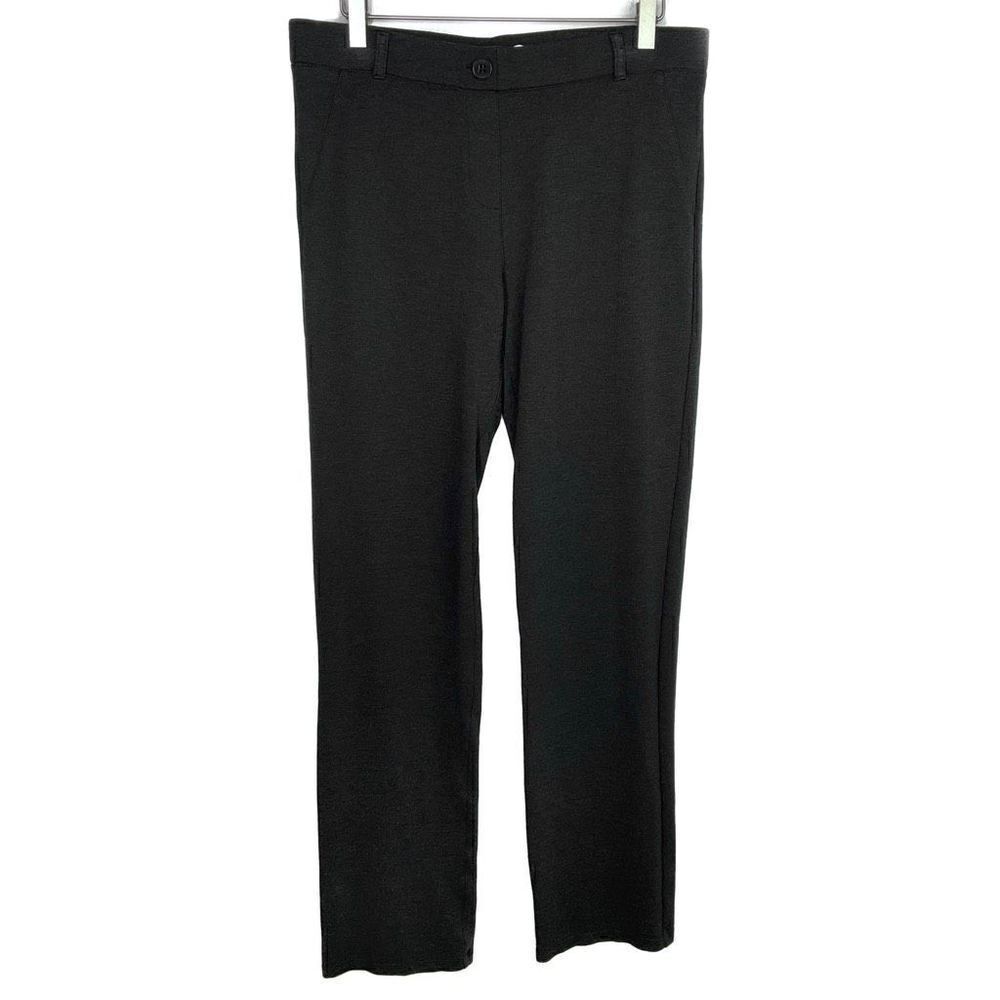 Betabrand Charcoal Gray Black Classic Straight Leg Yoga Dress Pants Large Long